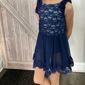 Navy Blue Lace lyrical Kids Costume